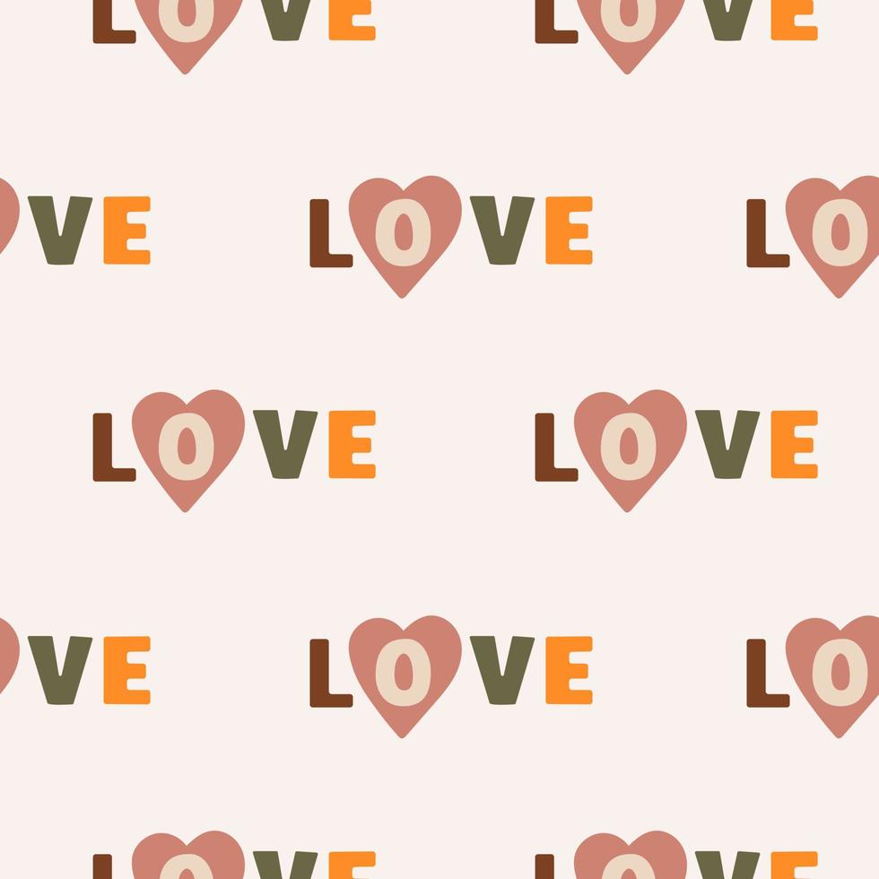 Vector seamless pattern with the word love and hearts on pastel background.  Trendy design for valentine's day, wedding, love theme, textile, wallpaper,  wrapping paper 6873044 Vector Art at Vecteezy