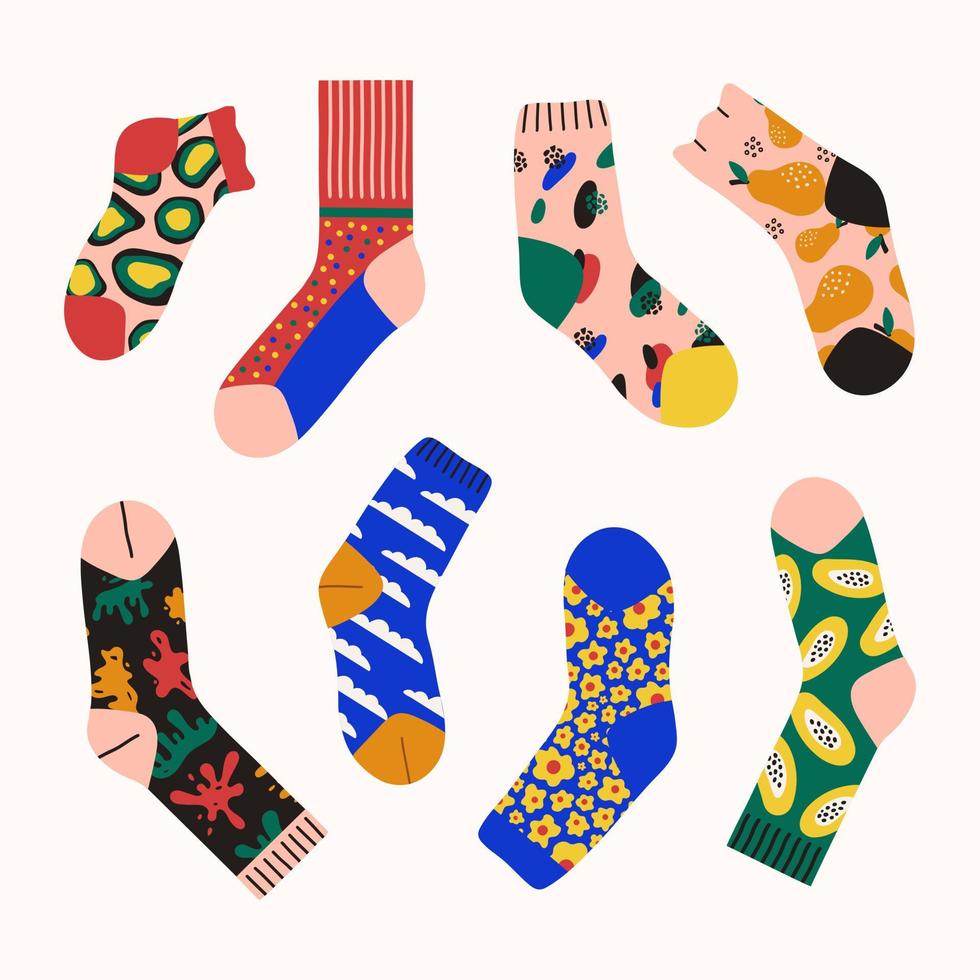 Trendy set of colored bright socks isolated on white background. Socks ...