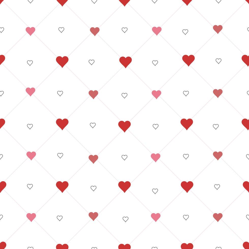 Seamless pattern background with cute pink heart shape icon with geometric squares design concept used for printing background, gift wrapping, children's clothing, textile, vector illustration