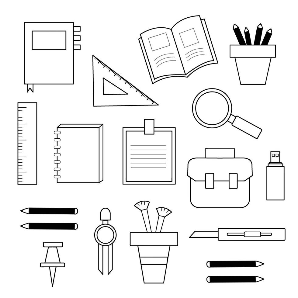 Icon set. School supplies vector image