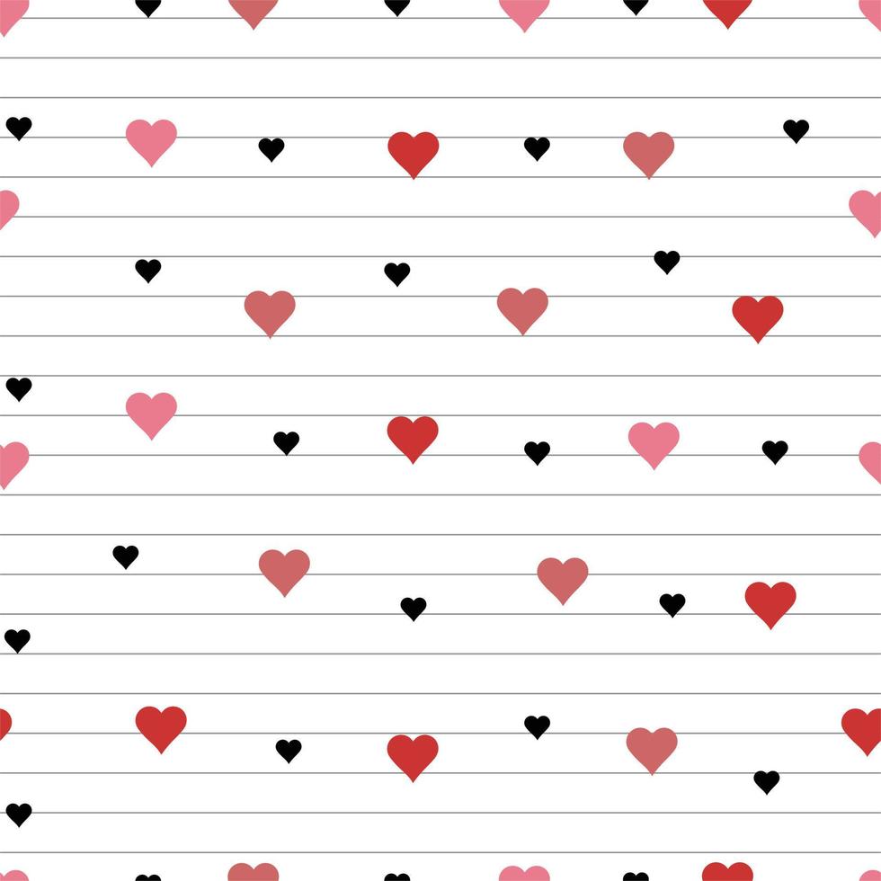 Cute seamless pattern Pink heart-shaped icon background with straight lines, geometric design ideas used for printing, gift wrapping, children's clothing, textile, ceramic tile, vector illustration