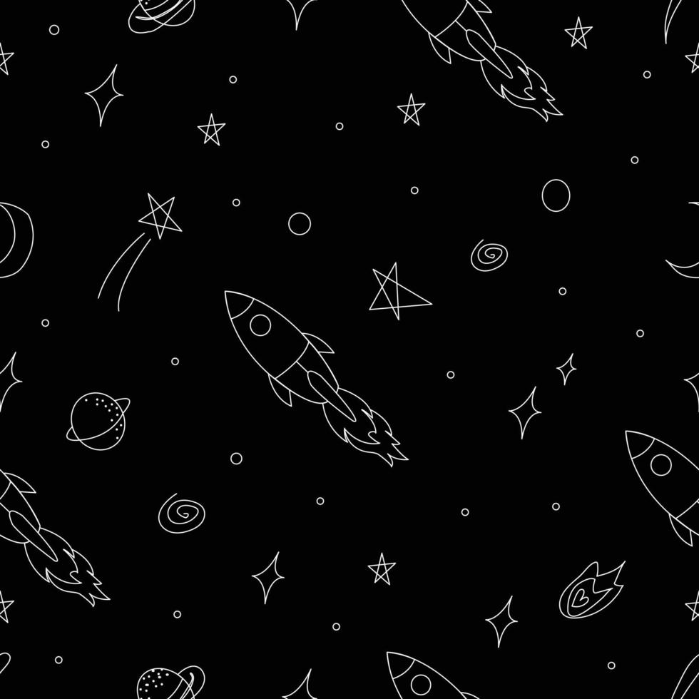 Rocket black background vector illustration