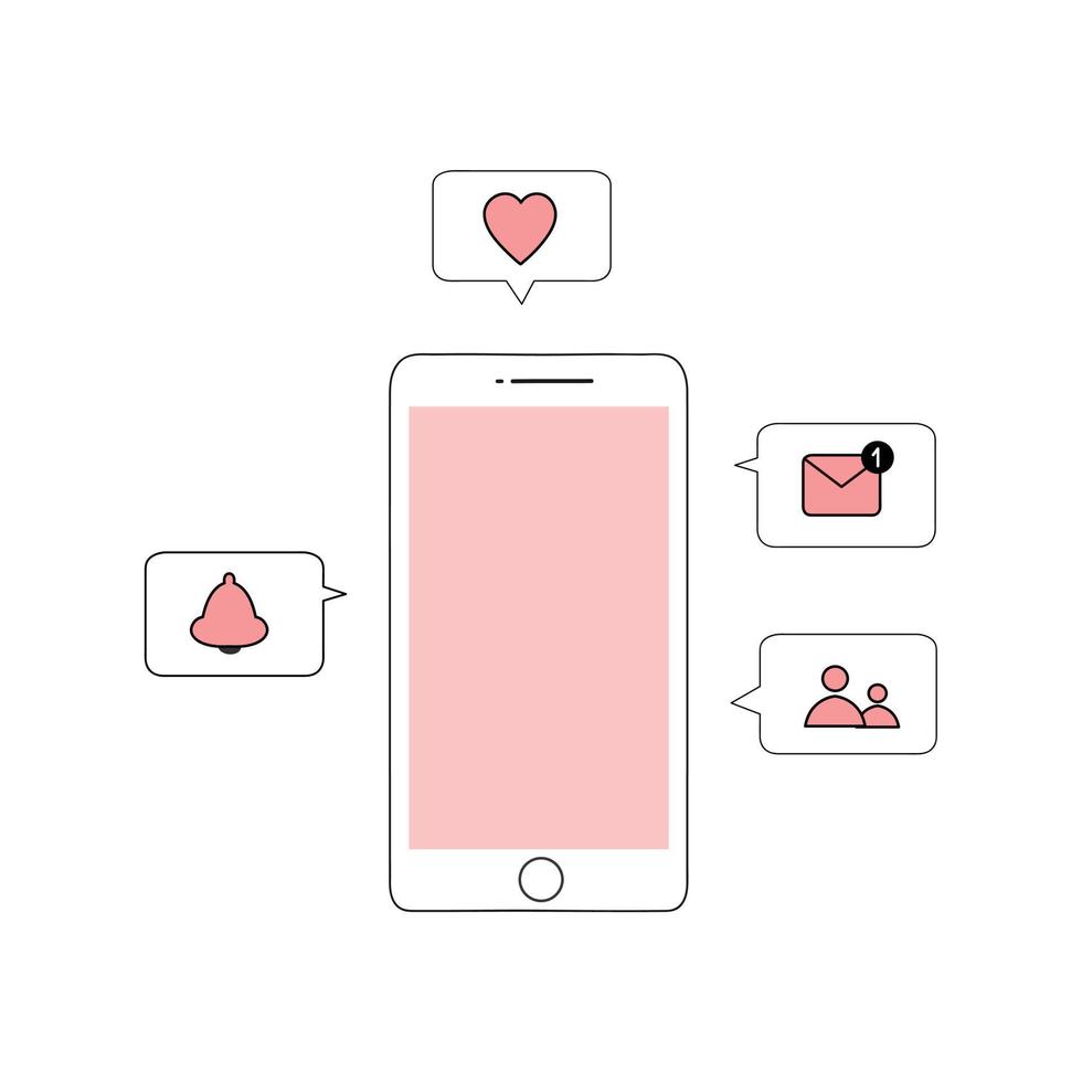 Mobile phone icon Smartphone and notification icon Used in designing websites. Vector illustration