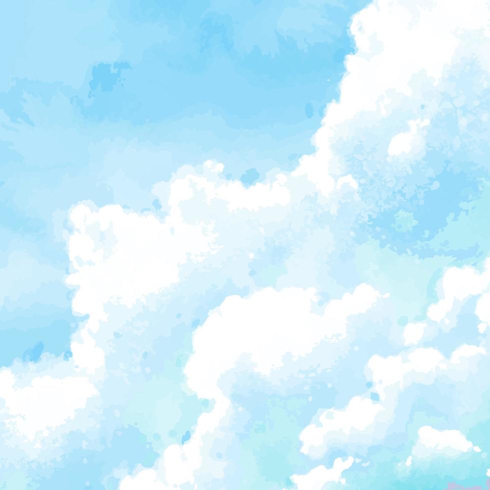 Blue Sky Cloud Watercolor Concept vector