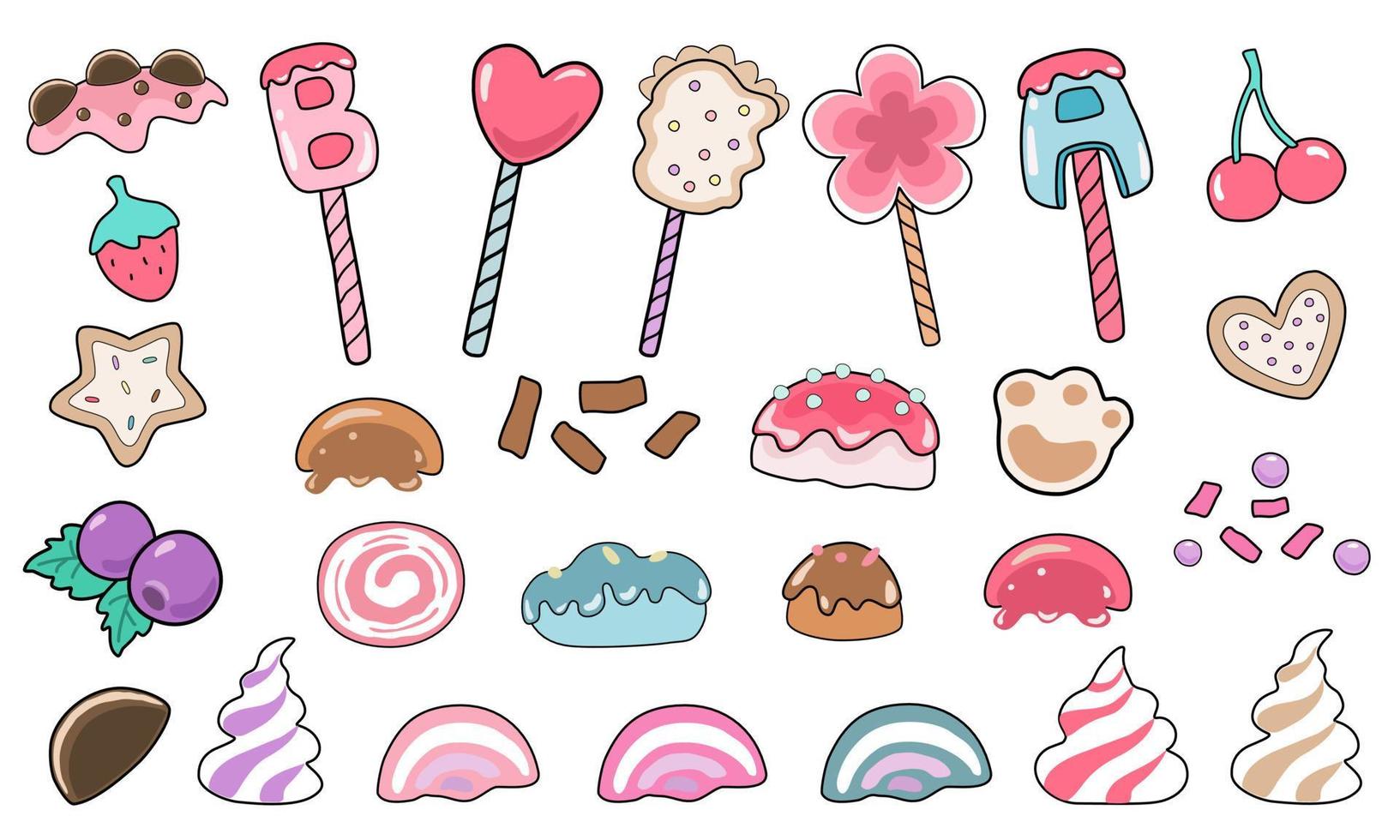 Set of decorative elements  cupcakes and bakery items vector