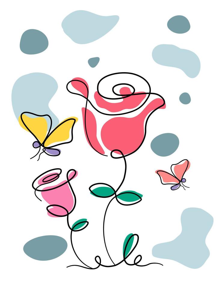 una colección de patrones florales abstractos diseñados en estilo de garabato simple vector