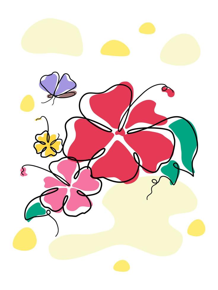 una colección de patrones florales abstractos diseñados en estilo de garabato simple vector