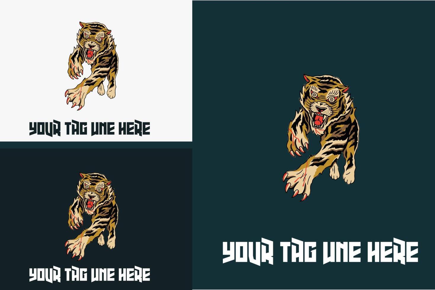 artwork tiger is hunting its prey vector illustration