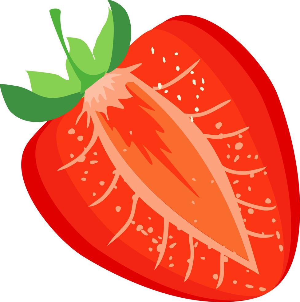 ilustración de fruta de fresa, icono de estilo plano para fresa, diseño de forma de dibujos animados de vector de fresa