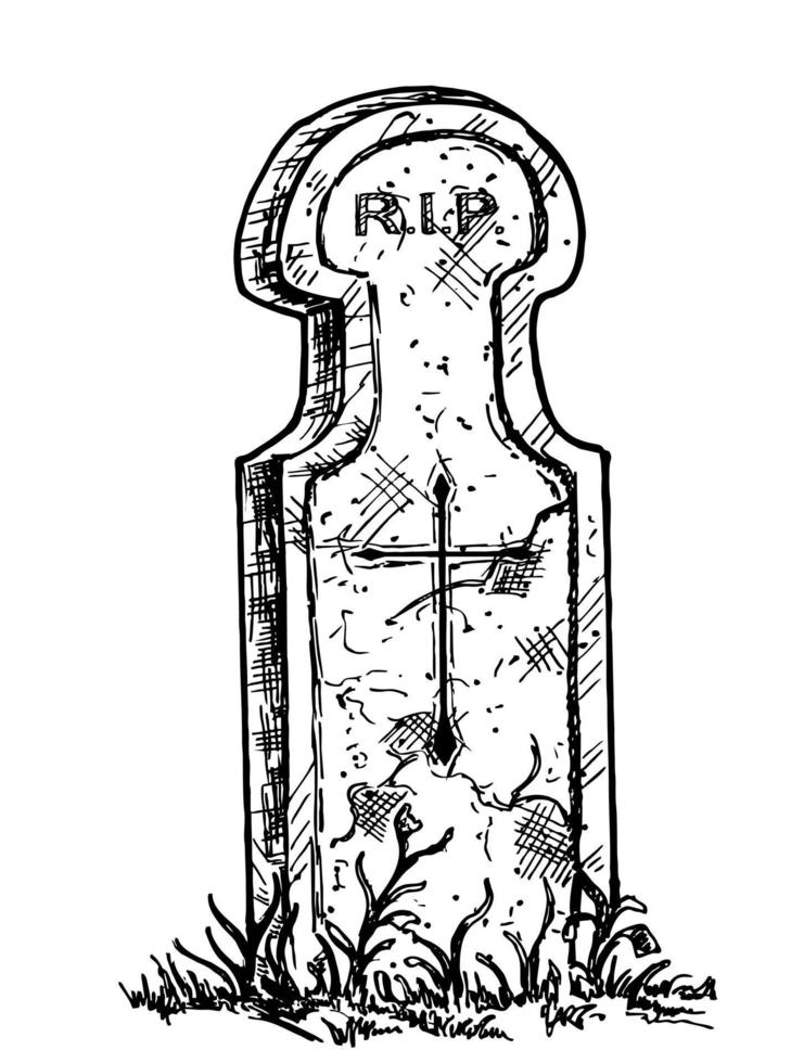Old marble stone tombstone with christian cross and title R.I.P vector