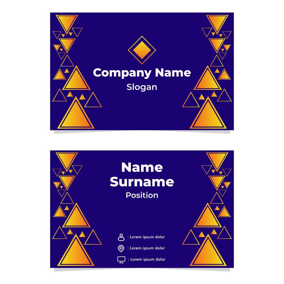 abstract geometric blue orange gradient business card template design vector