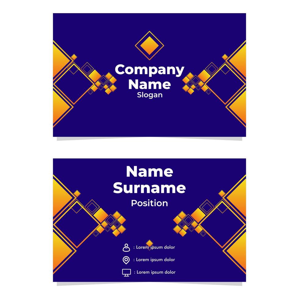 abstract geometric blue orange gradient business card template design vector