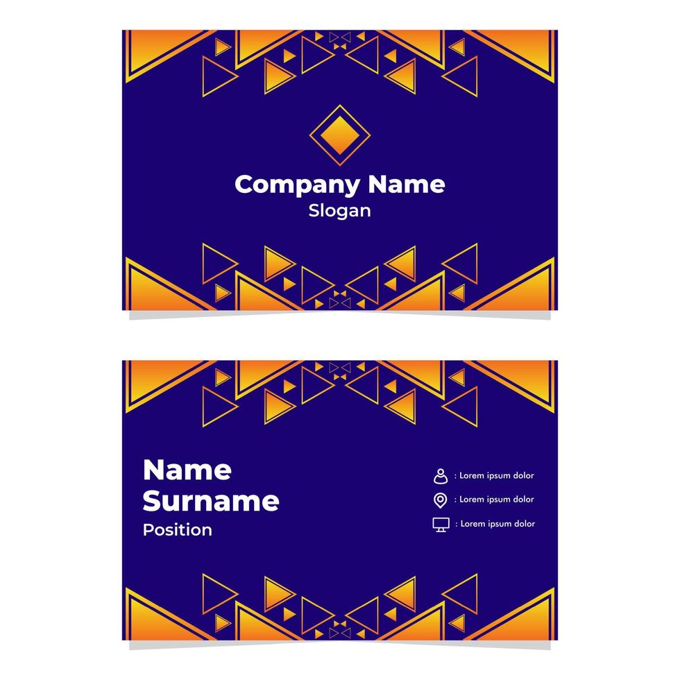 abstract geometric blue orange gradient business card template design vector