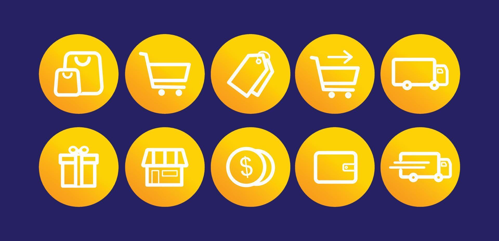 Shopping e-commerce set icon flat vector