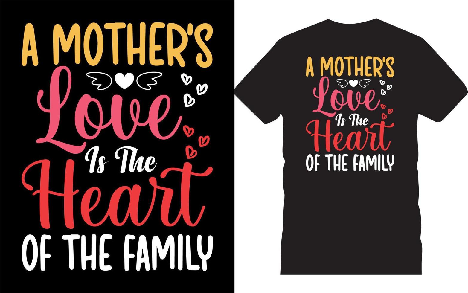 A Mother's Love Is The Heart Of The Family-Mother's Day Typography T-Shirt Design. Mother's Day Gift. vector