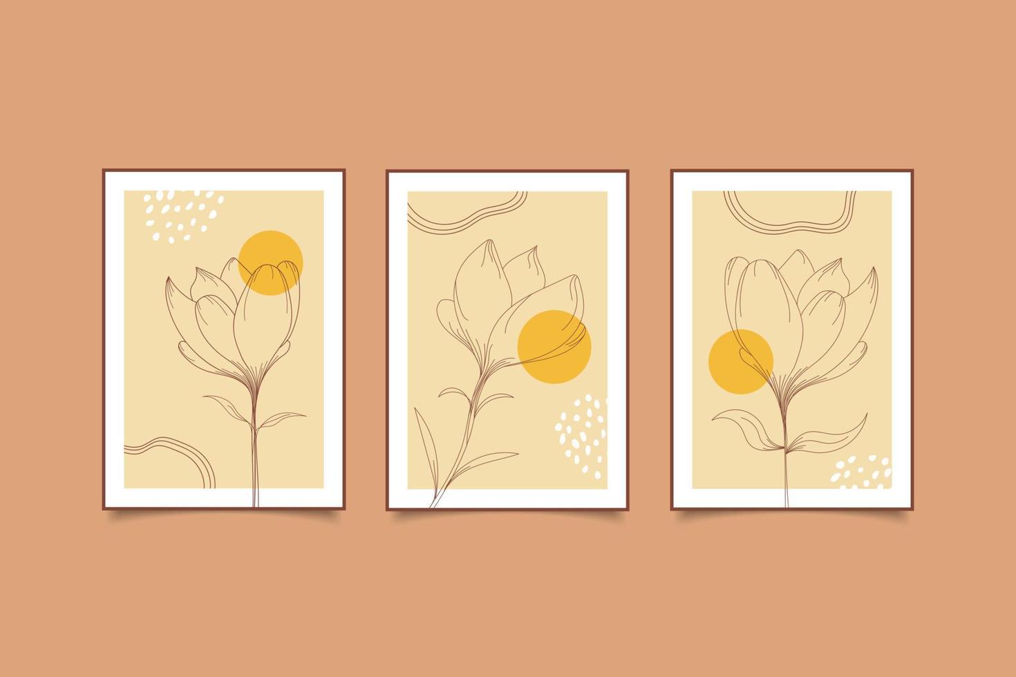 abstract modern poster flower line art illustration design vector
