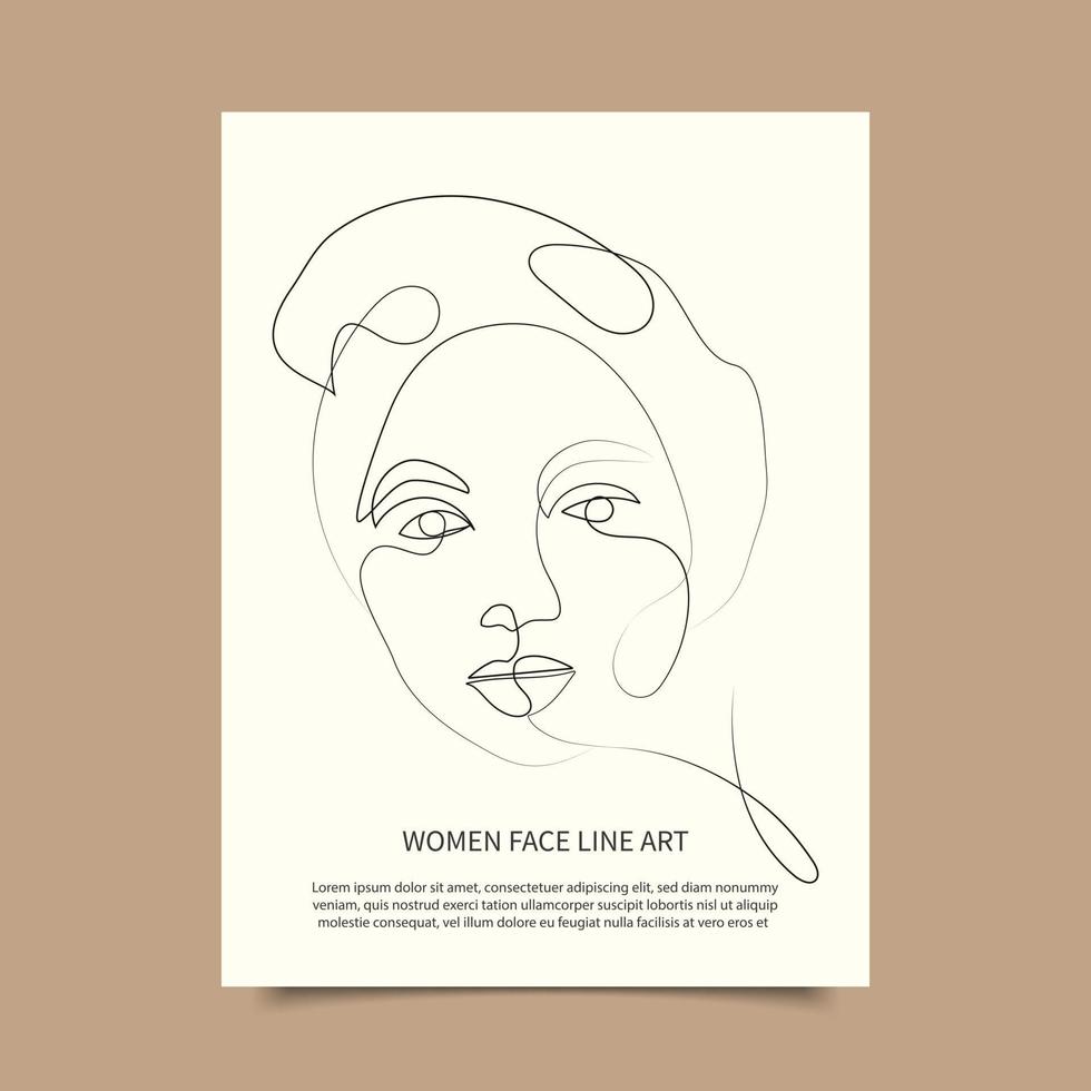 Women face line art drawing collection vector