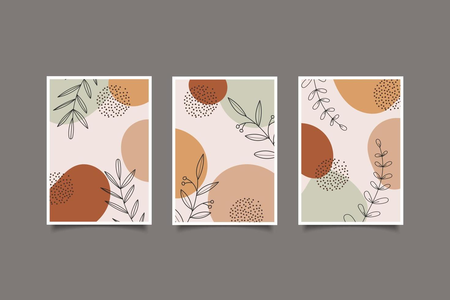 conjunto de carteles formas abstractas arte de línea floral en diseño plano contemporáneo vector