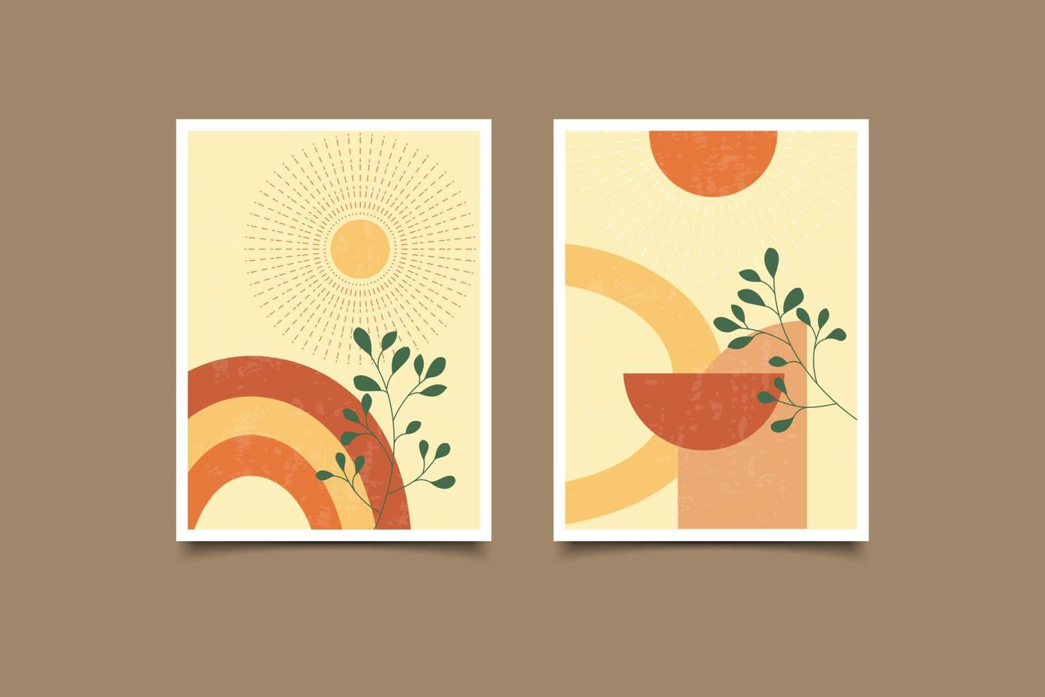 set of prints boho contemporary modern collection vector