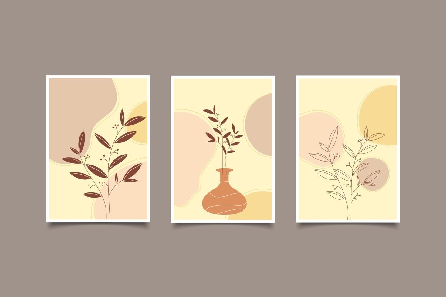 Abstract boho contemporary modern leaves minimalist poster design vector
