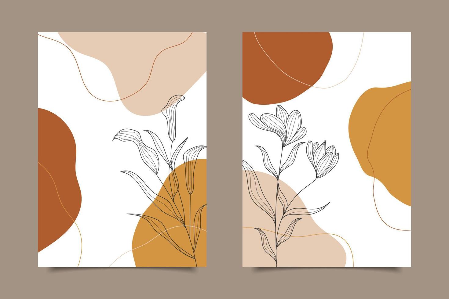 dibujar a mano fondo abstracto floral minimalista con diseño de formas vector