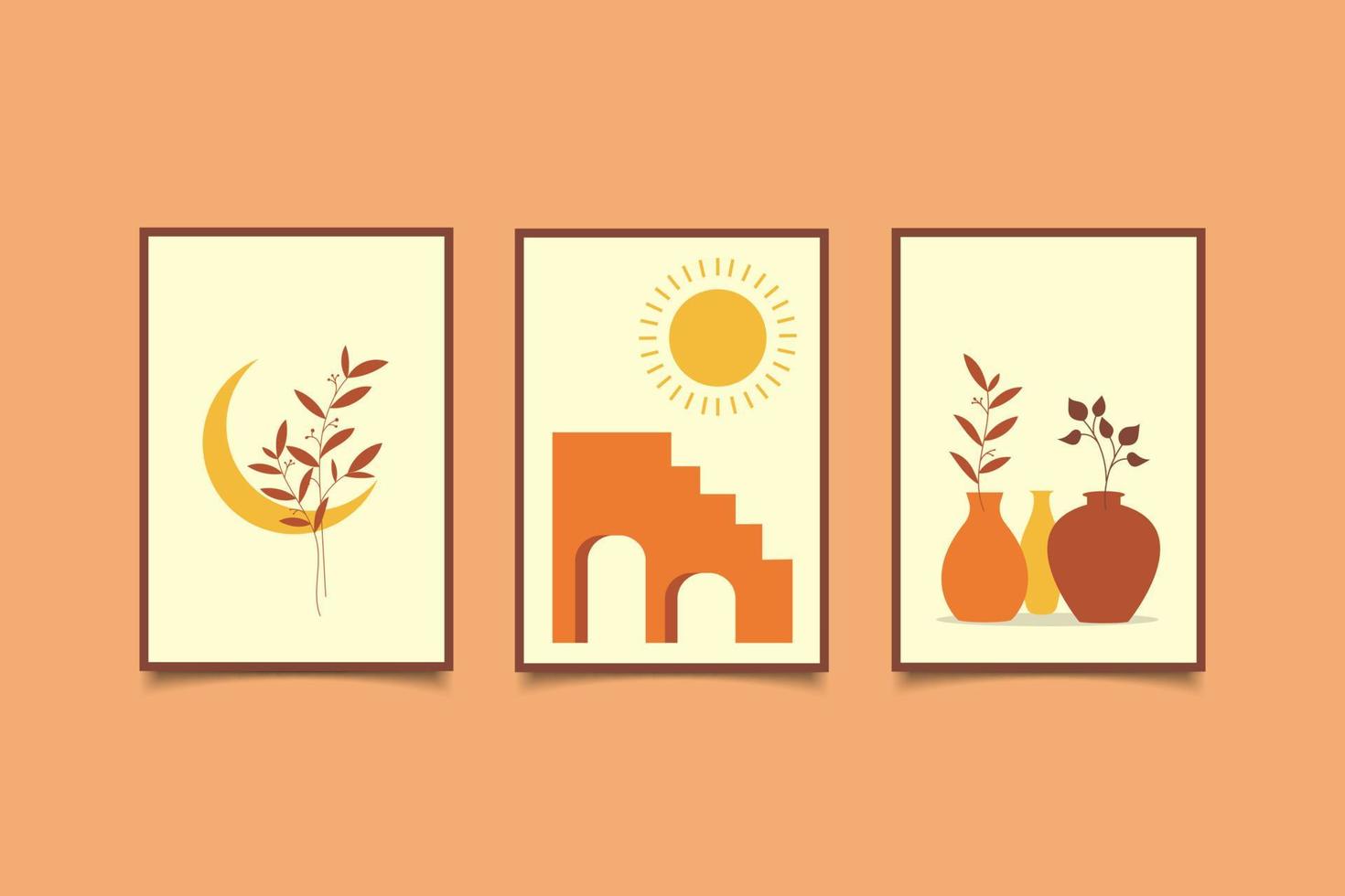 Boho contemporary modern aesthetic for wall decoration vector