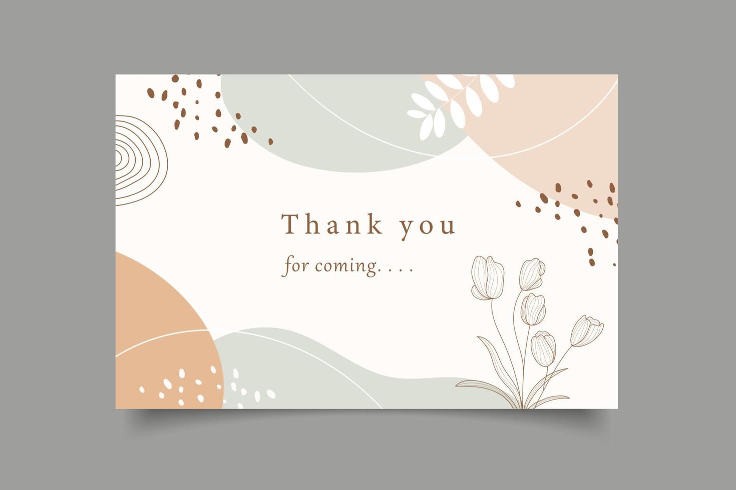 Thank you card wedding template for abstract floral design collection vector