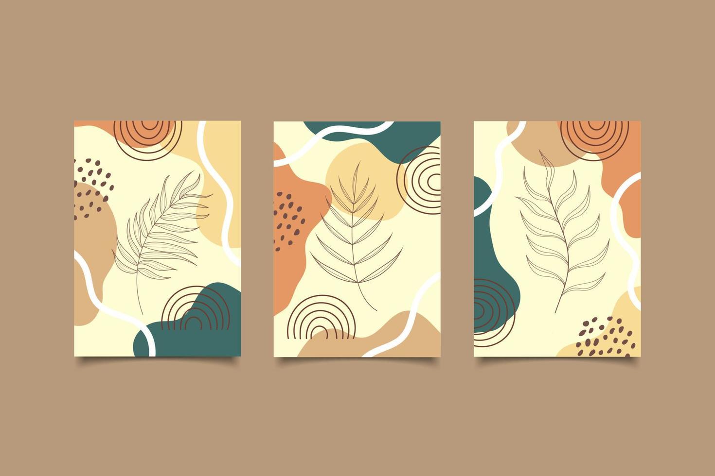 modern poster contemporary leaves with shapes design collection vector