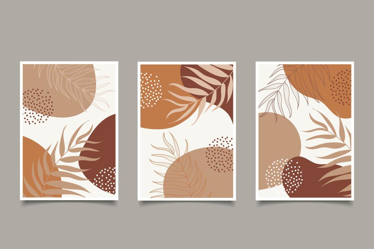 Set of poster abstract tropical leave with shapes design wall art vector