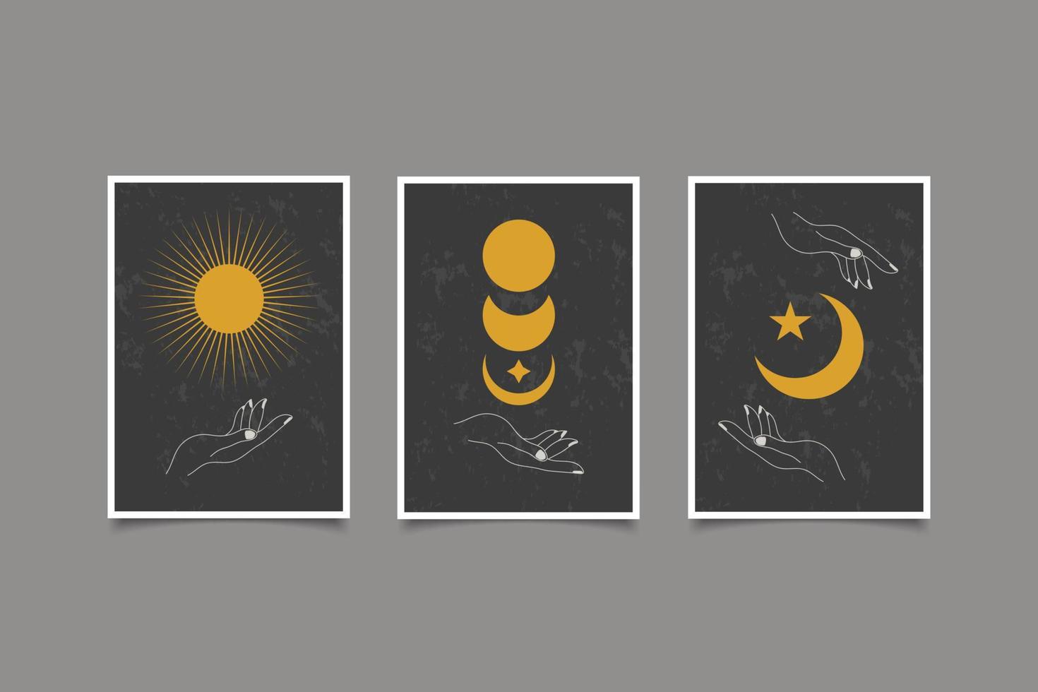 sol y luna bohemios modernos de mediados de siglo decoración vector