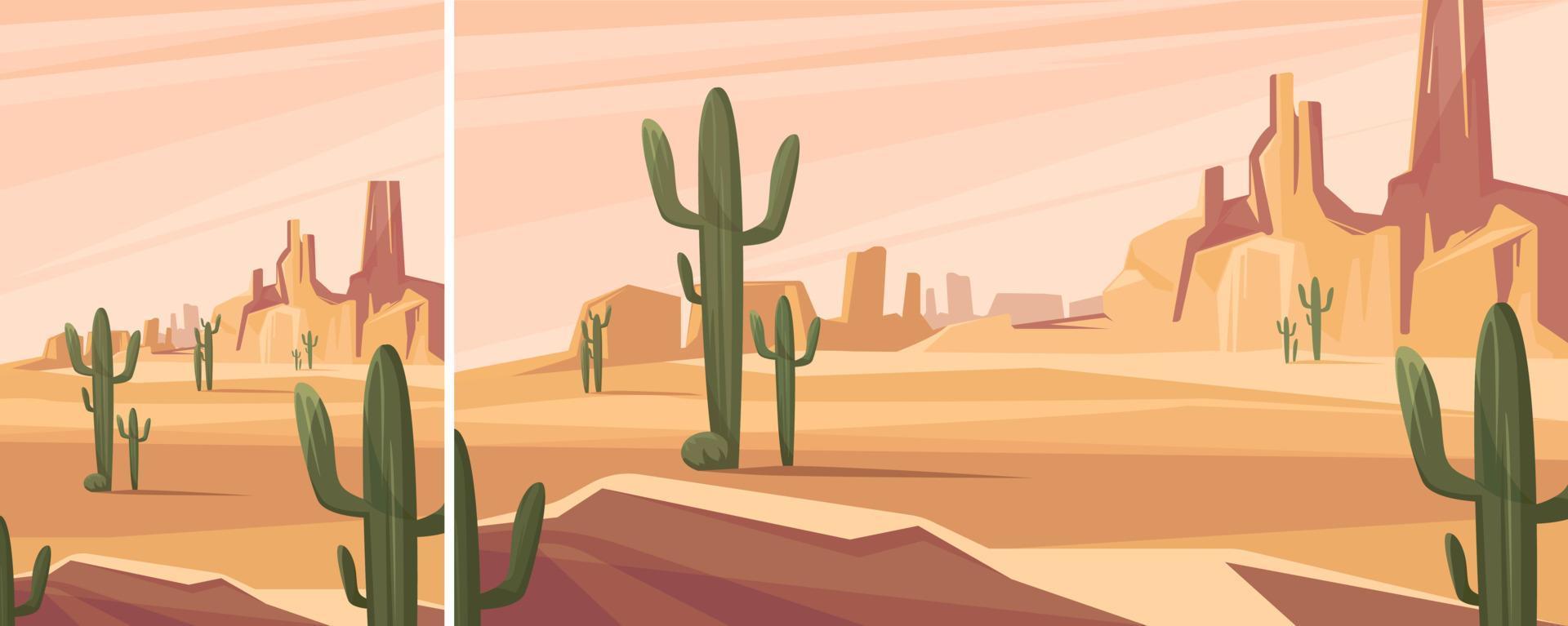 Texas desert landscape. Natural scenery in different formats. vector