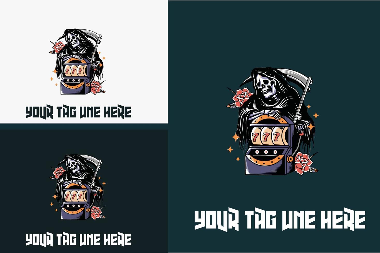 artwork design of skull and sword vector illustration