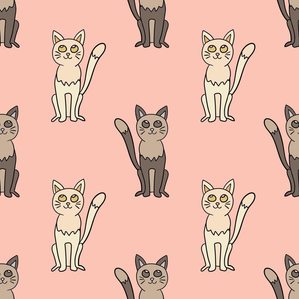 dibujos animados garabatos gatos de patrones sin fisuras. fondo de animales dibujados a mano. vector