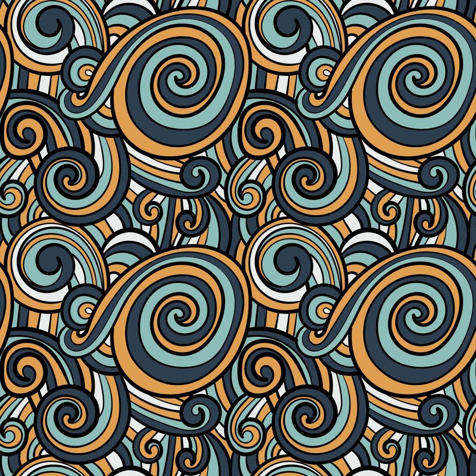 Abstract hand drawn doodle thin line wavy seamless pattern. Curly linear sky or sea messy background. vector