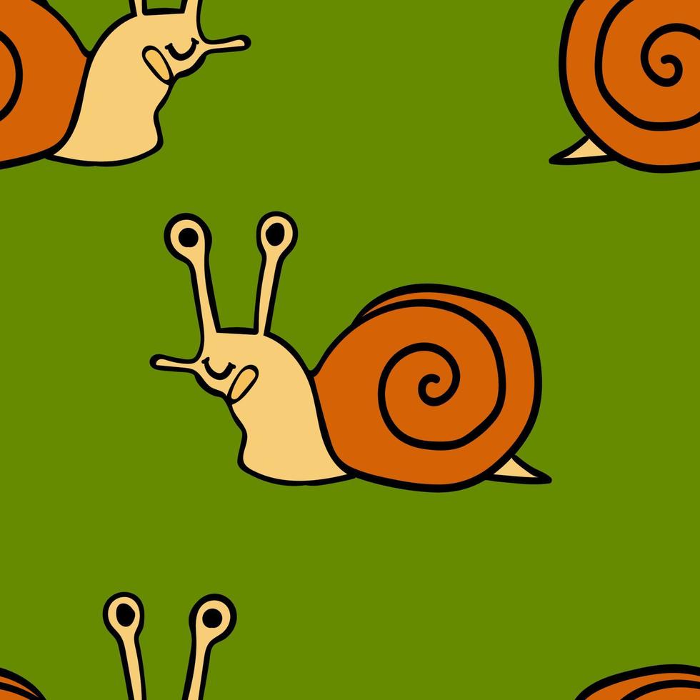 dibujos animados garabatos caracol lineal de patrones sin fisuras. fondo de animales vector