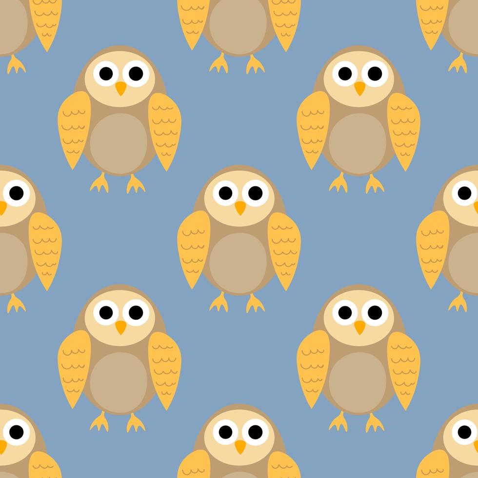 Cartoon owl seamless pattern. Cute bird background. vector