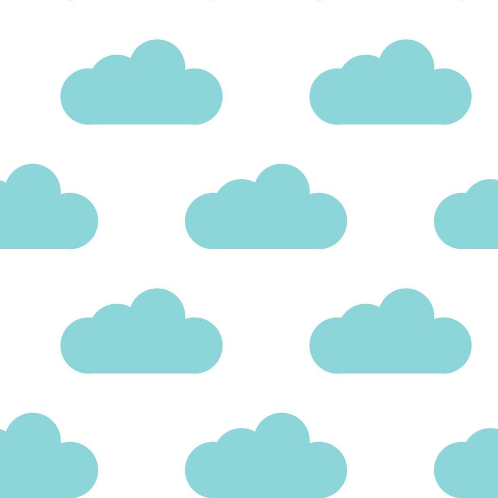 Abstract seamless pattern with blue clouds isolated on white background. vector