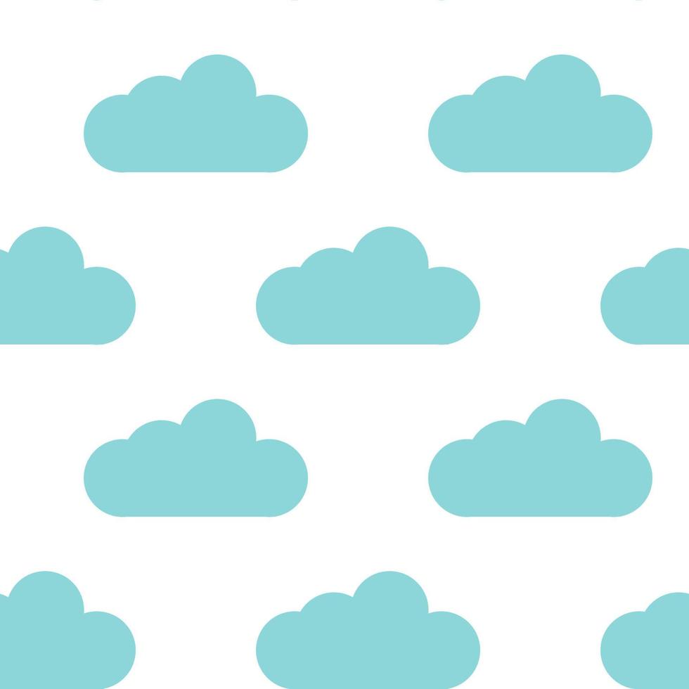 Abstract seamless pattern with blue clouds isolated on white background. vector