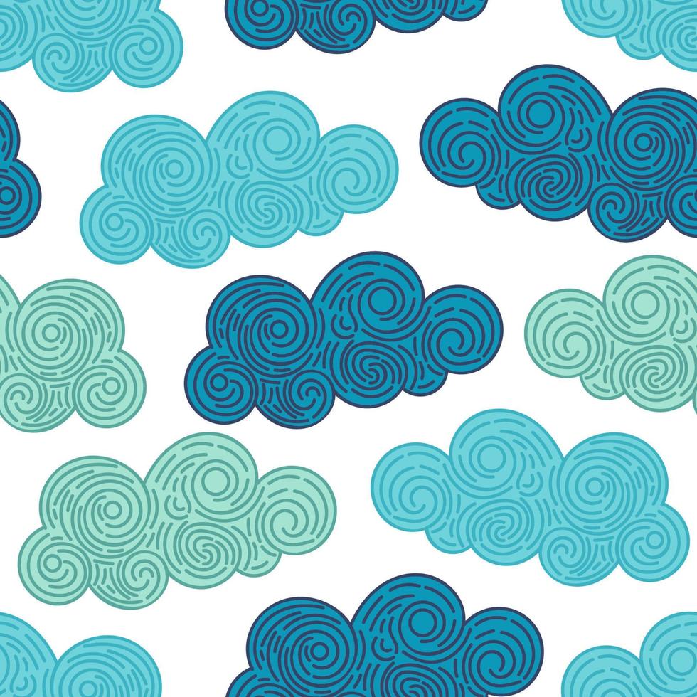 Seamless abstract background with doodle curly clouds on white background. Infinity geometric pattern. vector