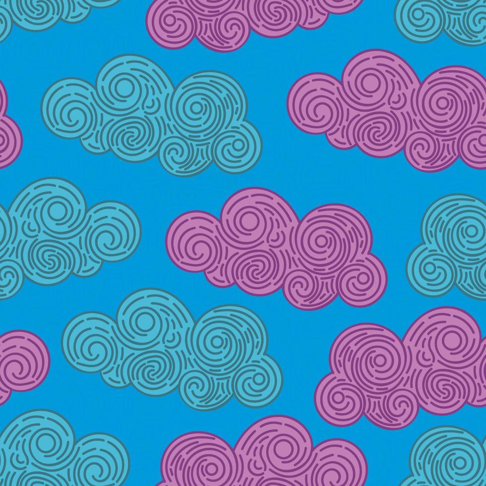 Seamless abstract background with doodle curly clouds on white background. Infinity geometric pattern. vector