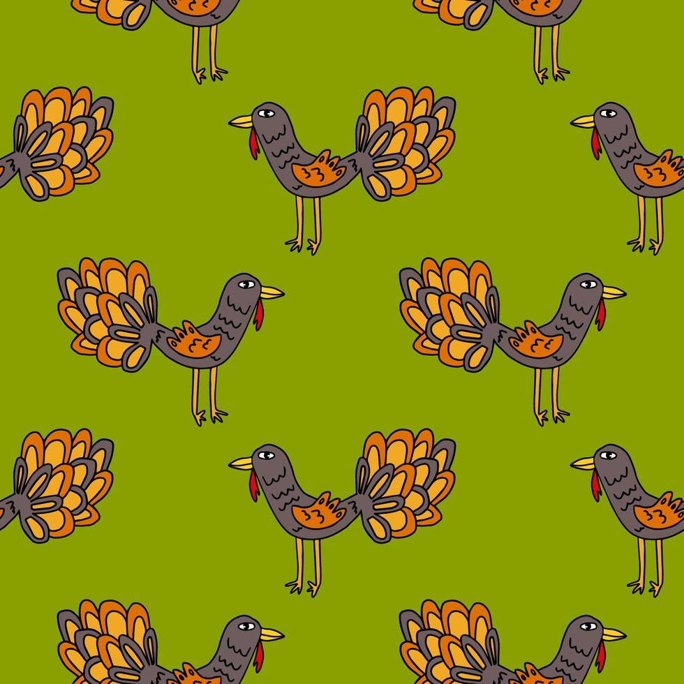 Cartoon rooster, turkey. Bird in doodle style seamless pattern. Farm animal  background. 6874090 Vector Art at Vecteezy