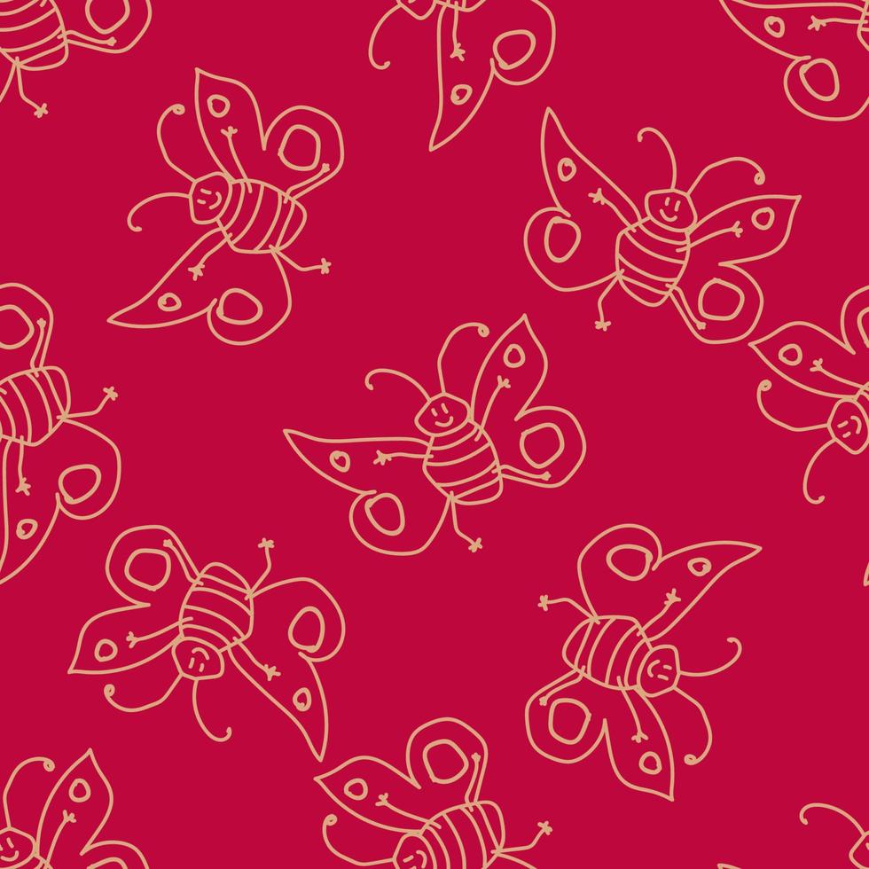 Seamless pattern with happy butterfly fairy sorceress. vector