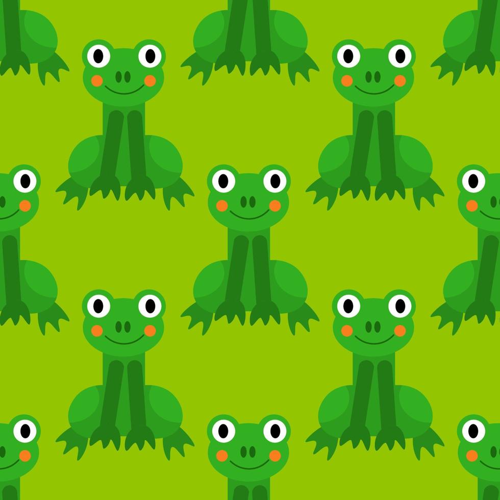 Cartoon frog seamless pattern in flat style. Animal background ...