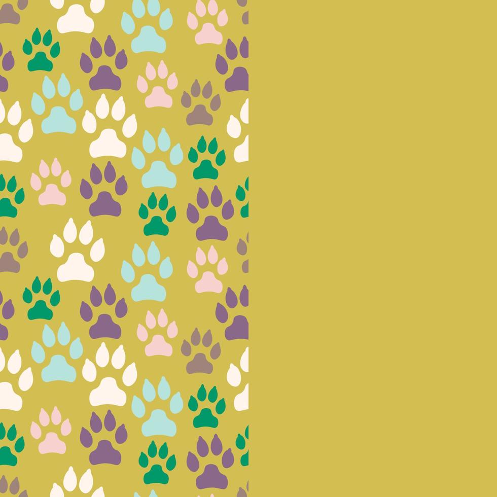 dog trackesaCard with dog track seamless pattern and empty space. vector