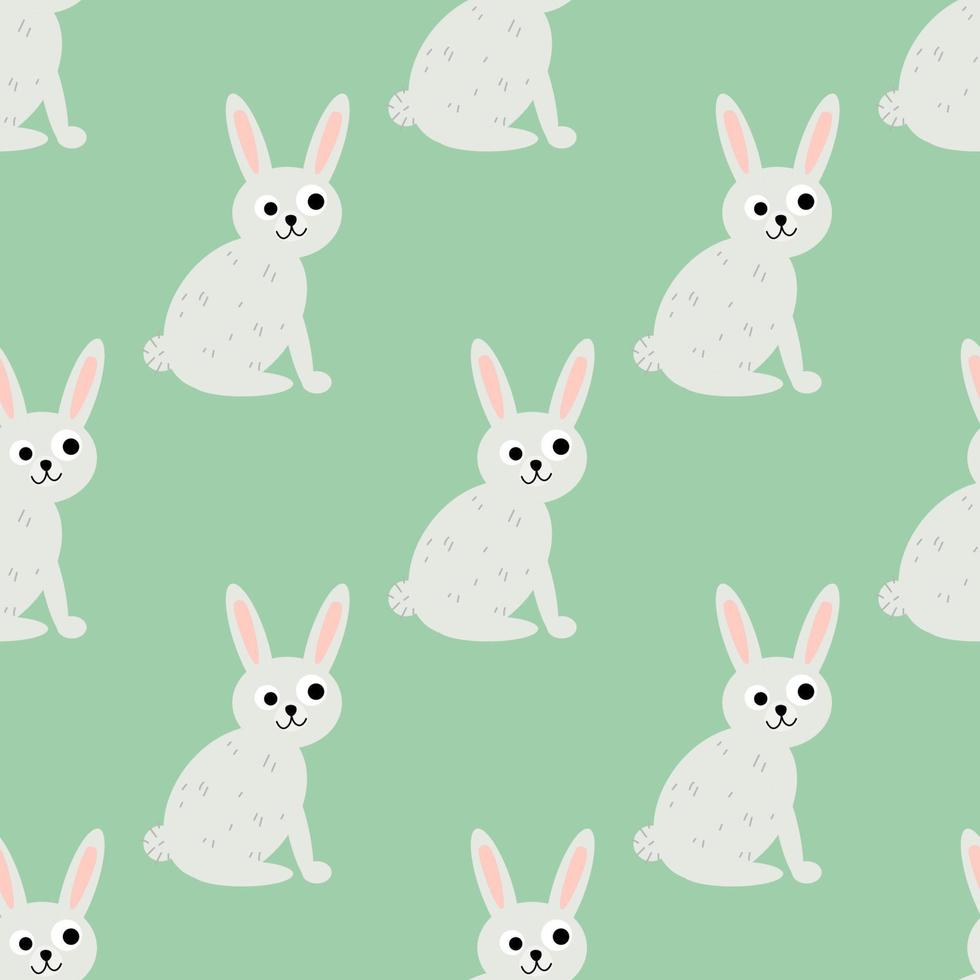 conejo divertido conejito de dibujos animados, conejo en patrones sin fisuras de estilo plano. fondo de animales vector