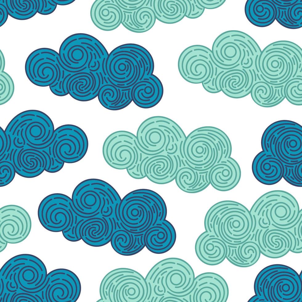 Seamless abstract background with doodle curly clouds on white background. Infinity geometric pattern. vector