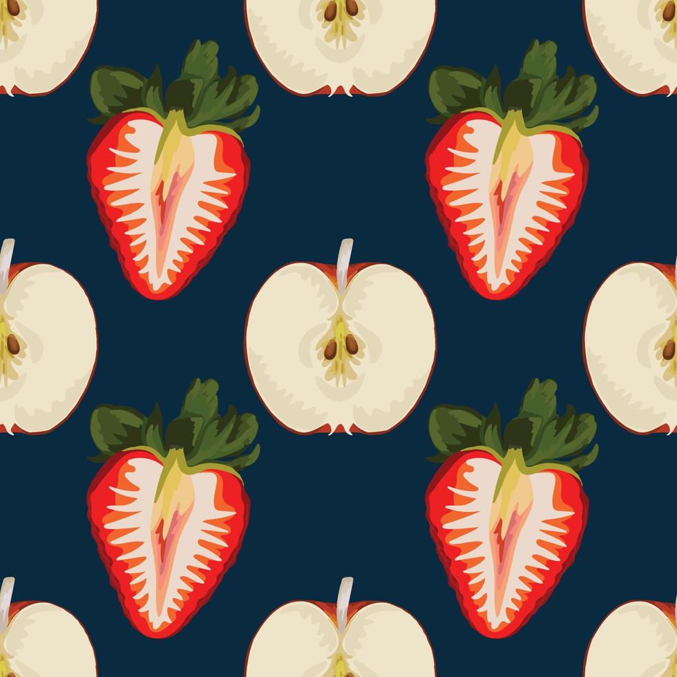 hand draw sweet and fresh fruits drawing seamless pattern design vector