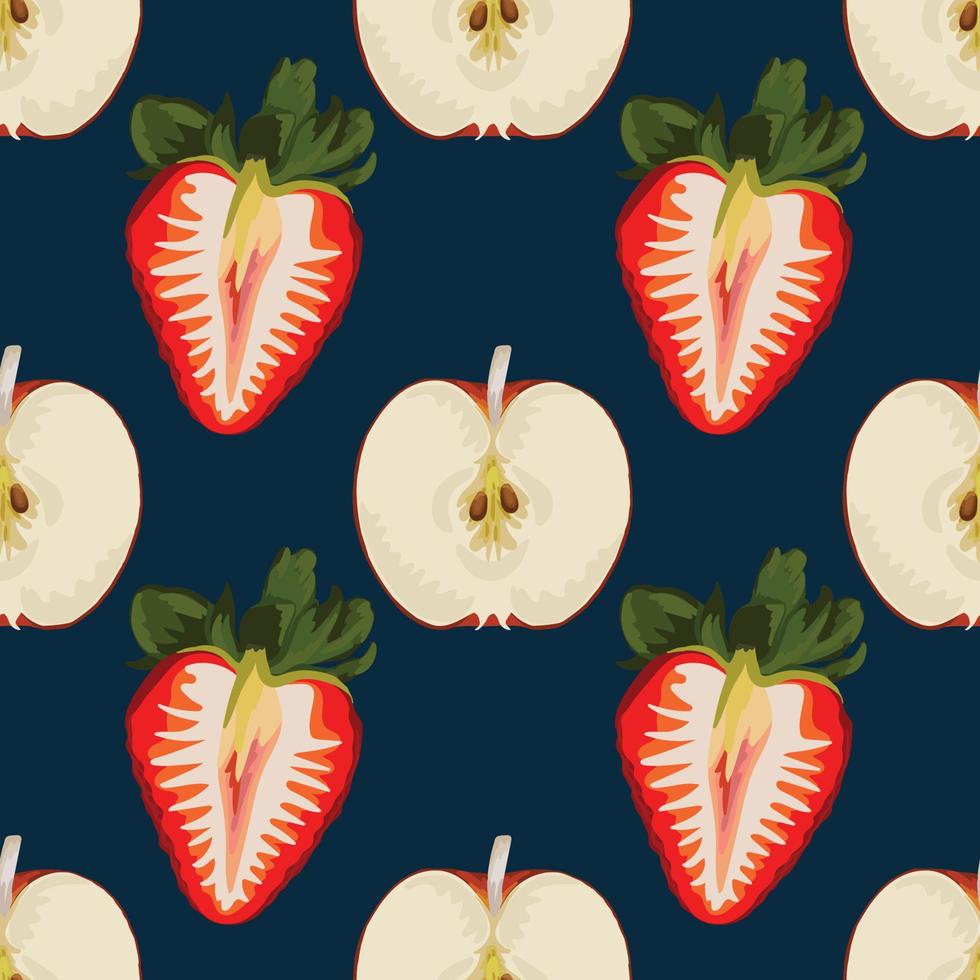 hand draw sweet and fresh fruits drawing seamless pattern design vector