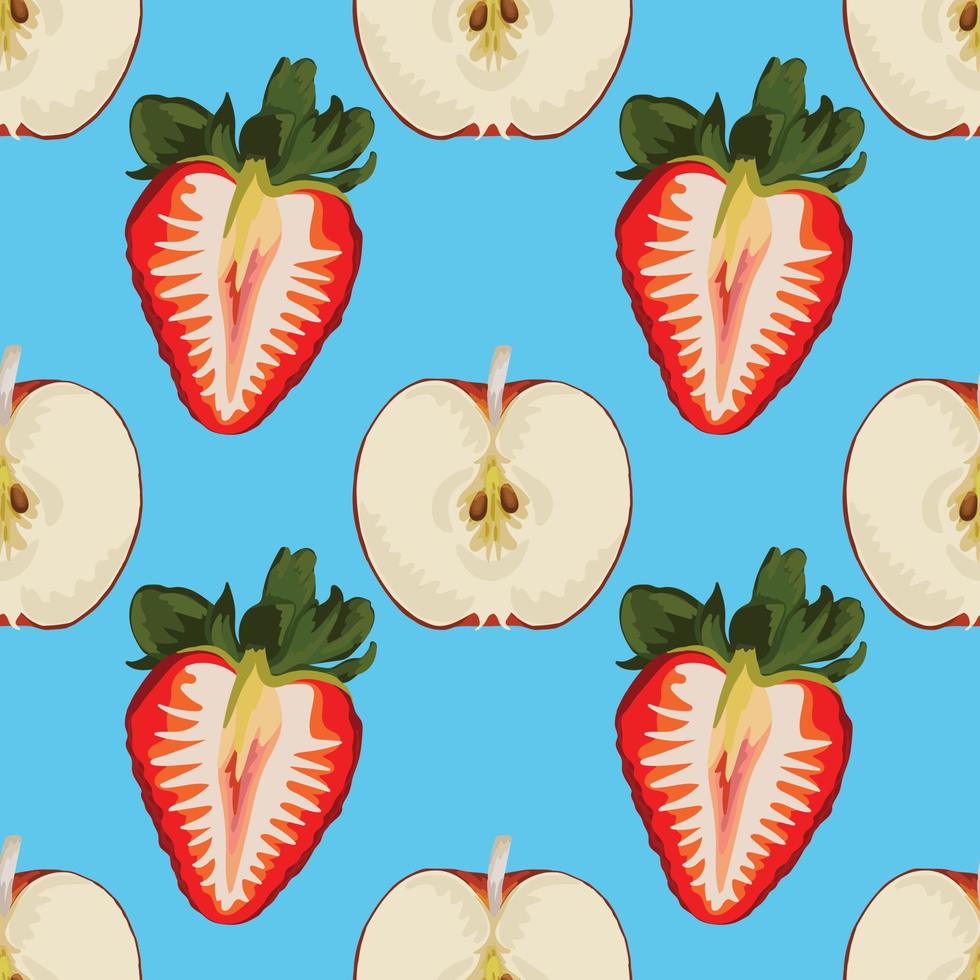 hand draw sweet and fresh fruits drawing seamless background pattern design vector