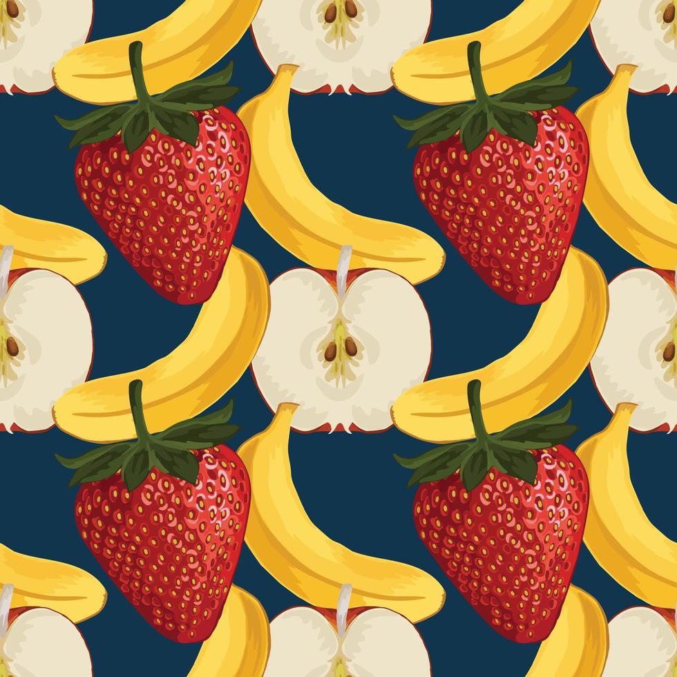 cute fresh drawing fruits seamless background pattern design vector